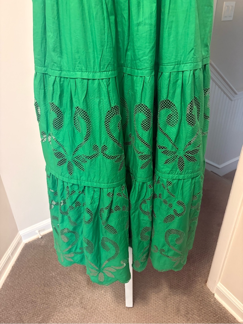 Anthropologie Emerald Green Eyelet Midi Dress - Picture 4 of 5